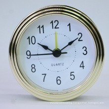 Mini Insert Clock with Alarm 78 mm Quartz Clock Insert Gold Silver Bezel Arabic Numbers